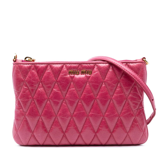 Miu Miu Crossbody Bag Pink Matelasse Lambskin